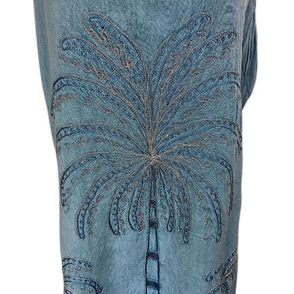 Raya Sun Embroidered Dress XL Coverup Bohemian Festival Y2K Vtg 90s Palm Trees - Picture 8 of 16